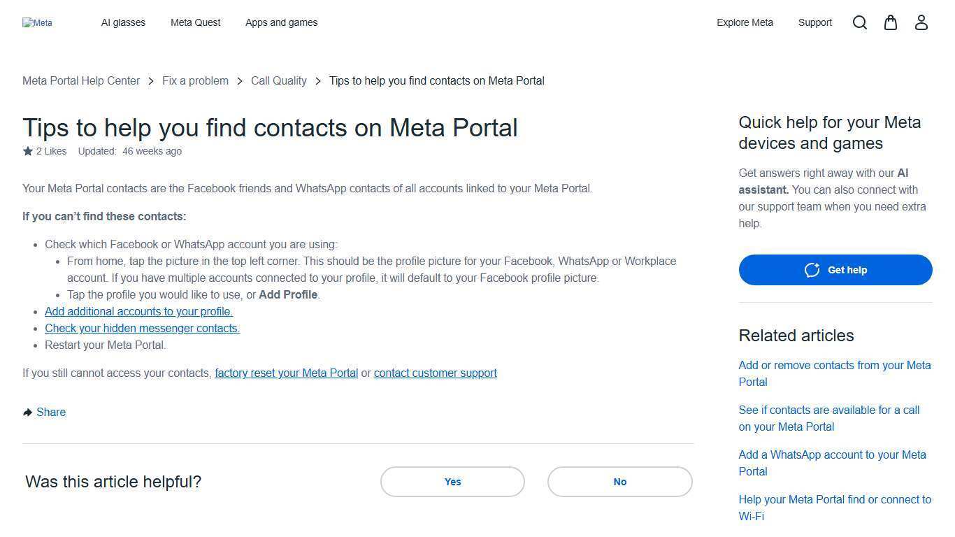 Tips to help you find contacts on Meta Portal | Portal Help | Meta Store